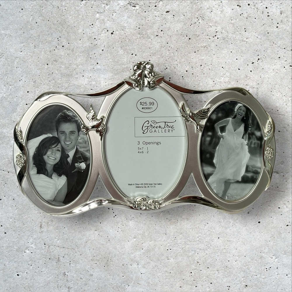 Green Tree‎ Gallery Silver Color Wedding Photo Frame 3 Openings 5x7 4x6